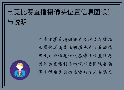 电竞比赛直播摄像头位置信息图设计与说明